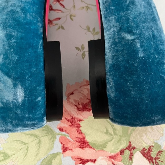 Dee Ocleppo Velvet Bow Teal Turquoise Blue Green Flat Pump Size 9 Leather - Picture 7 of 13